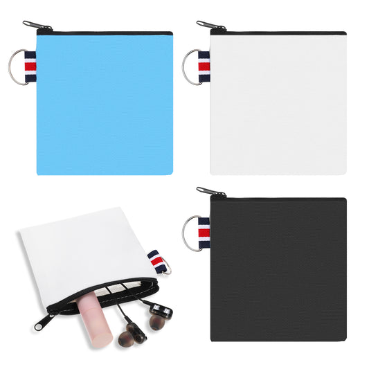 3 PCS Canvas Zipper Bags with Hanging Ring Small Zipper Pouch Square Pocket Carrying Purse Makeup Lipstick Cosmatic Organizer Coin Purse Mini Toiletry Bag for Makeup Lipstick Earphone Charger Cable