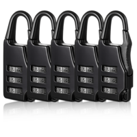 5 Packs Luggage Locks Combination Padlocks 3 Digit Black Small Password Security Padlock Zinc Alloy Safe Combination Padlocks for Backpacks Briefcases Suitcases Notebook Bags