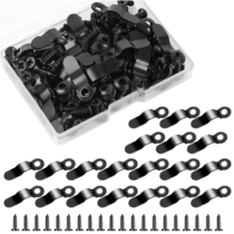 KALIONE 100 Sets Metal Iron Photo Frame Turn Button, Black, with Screws Backing Clips for Hanging Picture Photos