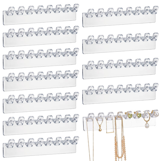Styquenzer 12 Pcs Self-Adhesive Necklace Organizer, Necklace Hanger Wall Mount Hanging Jewelry Organizer with 8 Hooks Wall Mounted Necklaces Organizers for Necklaces, Bracelets
