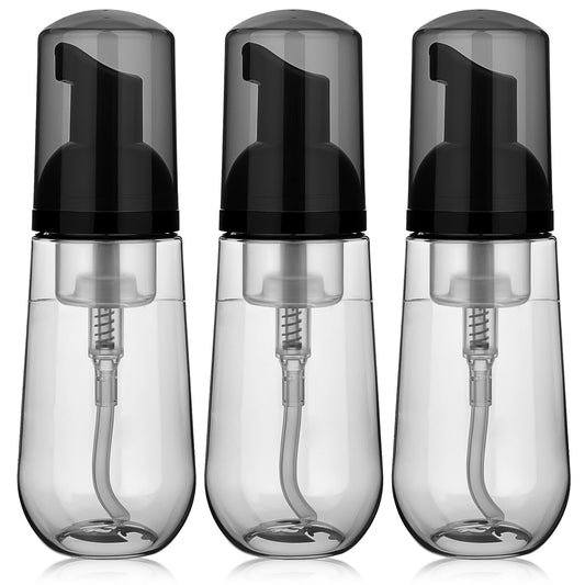 3 Pack Foam Pump Bottle 60 ml/2 oz Travel Small Size Mousse Foam Soap Dispenser Empty Travel Foaming Pump Dispenser Mini Empty Refillable Pump Containers for Face Wash Lash Shampoo Skin Care