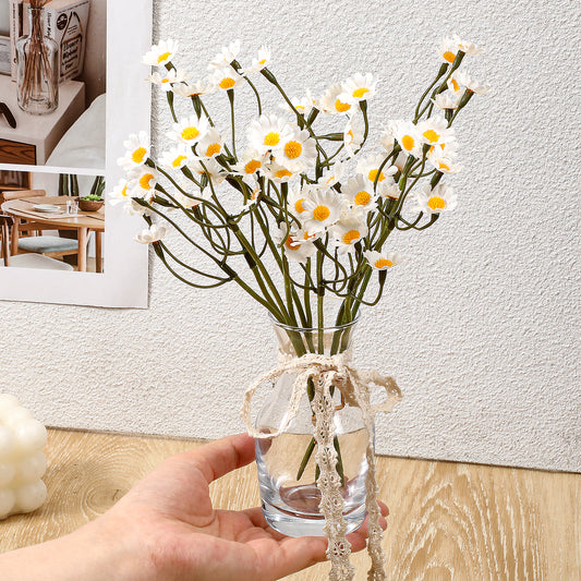 Daisy Flowers Artificial, 2 Bouquet/12Pcs 10 Inch Small Fake Artificial Daisies White Faux Daisy Bouquet with Stems for DIY Crafts Home Garden Vase Wedding Party Table Decor Floral Arrangements