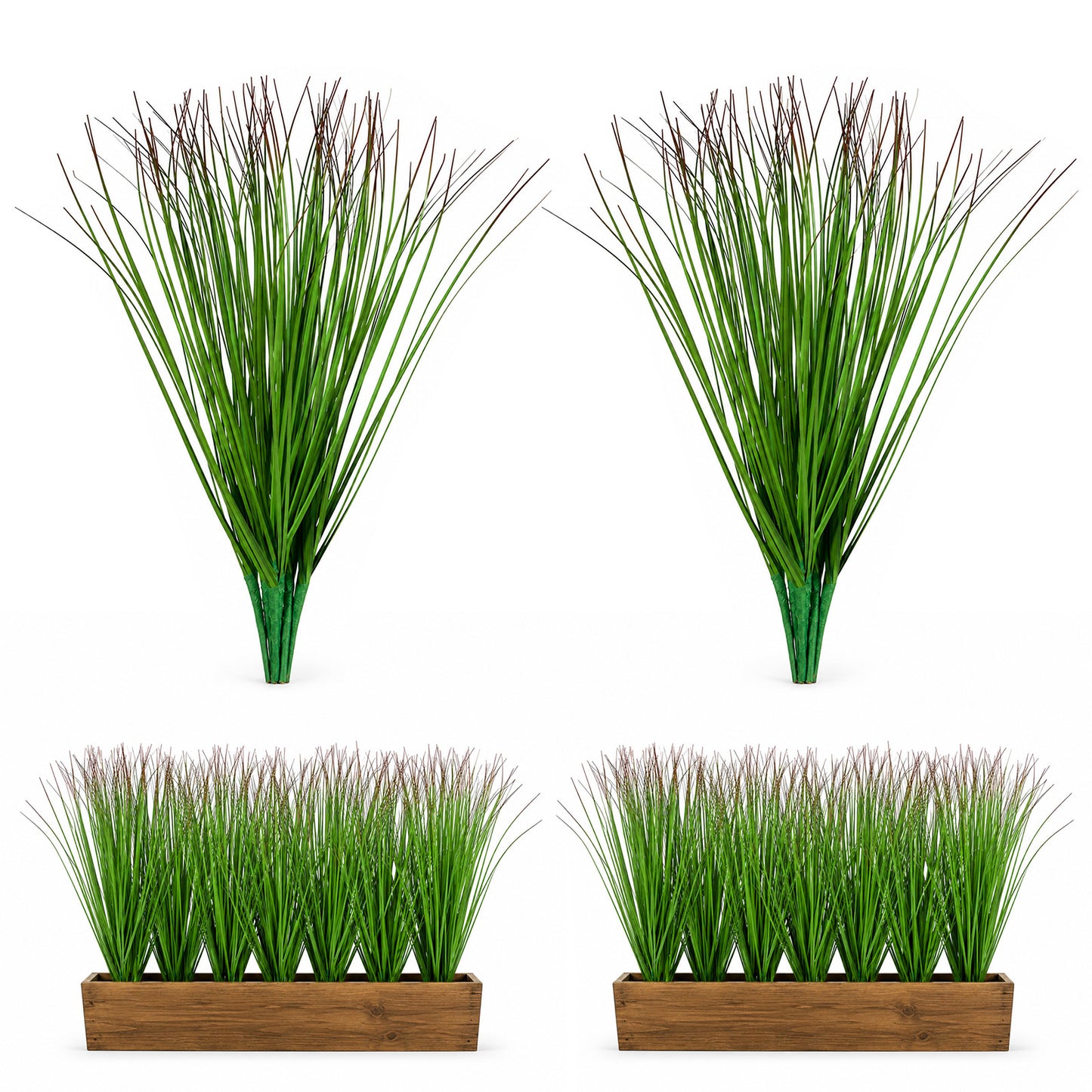 Skrfren 10 Pcs Artificial Plants Onion Grass, 37cm Faux Shrubs Wheat Grass, Fake Tall Gras Greenery Stems for Home Decor Indoor Outdoor Patio Garden Porch UV Resistant Green