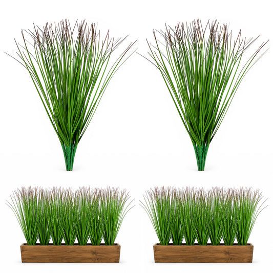 Skrfren 10 Pcs Artificial Plants Onion Grass, 37cm Faux Shrubs Wheat Grass, Fake Tall Gras Greenery Stems for Home Decor Indoor Outdoor Patio Garden Porch UV Resistant Green