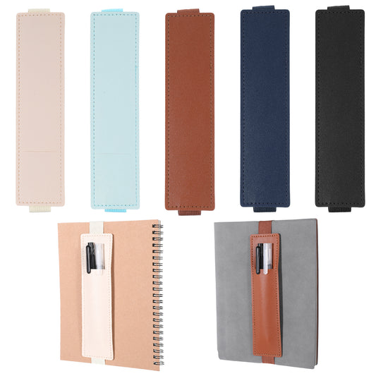Xthrotsenk 5Pcs Elastic Pen Holder for Notebook Leather Pen Sleeve Pouch Adjustable Detachable Straps Pencil Case for Journal Planner Binders Books(5 colors)
