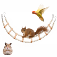 2 PCS Bird Ladder Bridge, 4.52 X 24.4 Inch Natural Wooden Hamster Ladder Bridge Birds Hamster Climbing & Swing Toy, Bird Cage Ladders Cage Accessories for Birds Rats Parrots Squirrel Cockatiels