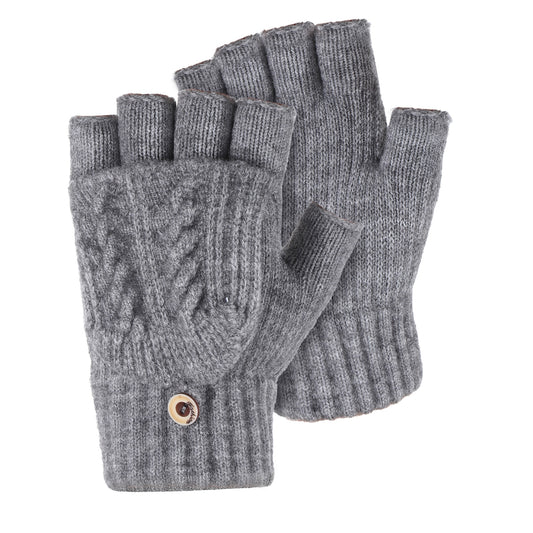 Vin Beauty Fingerless Gloves for Women Men, Winter Half Finger Warm Stretch Knitted Gloves with Fingers Cut Out for Texting Typing Driving Working