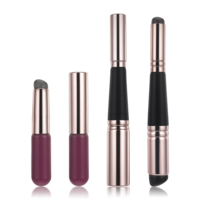 Silicone Lip Brush, 2 Pcs Lip Mask Applicator Double-Headed Lip Brush Applicator Portable Travel Lip Makeup Brush with Dust Cap for Lip Balm, Lip Gloss, Lip Stick and Concealer (Black, Purple)