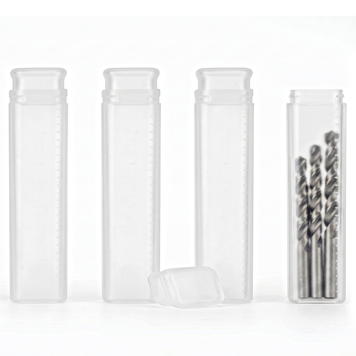 Jxiwfvl 4Pcs Drill Bit Storage Tubes Plastic Empty Tubes with Caps