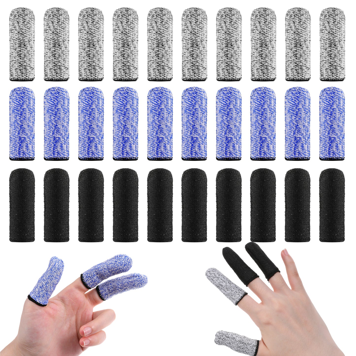Finger Covers for Cuts, 30 Pcs Reusable Non Slip Finger Cots Breathable Finger Tips Protector Thumb Guard for Kitchen Garden Work Sculpture