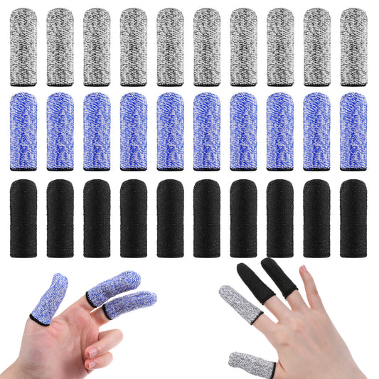 Finger Covers for Cuts, 30 Pcs Reusable Non Slip Finger Cots Breathable Finger Tips Protector Thumb Guard for Kitchen Garden Work Sculpture