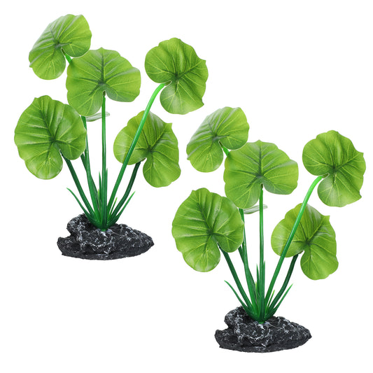 Zyghjort 2PCS Aquarium Plants Artificial, Fish Tank Decorations Aquarium Fish Tank Plant 16cm Fishtank Ornament Green Leaves Natural Realistic Design Aquariums Decor Plants