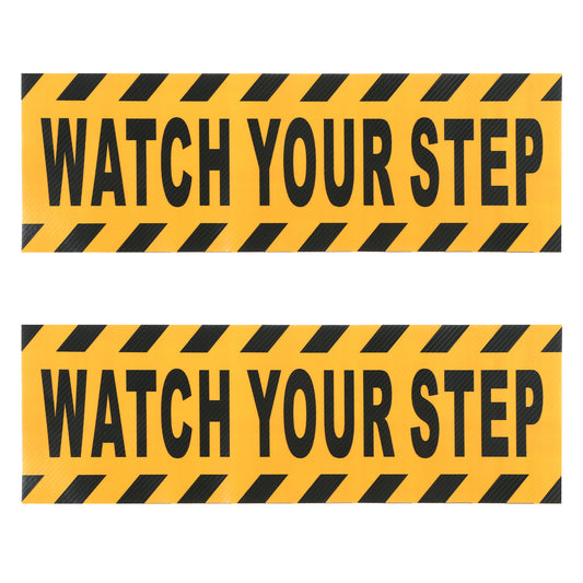 2Pcs Watch Your Step Sign Self Adhesive Tape Vinyl Caution Waterproof Watch Your Step Sticker Anti Slip Abrasive Treads for Safety Outdoor Indoor Public Areas Wet Floor (11.8 x 3.9 inch)
