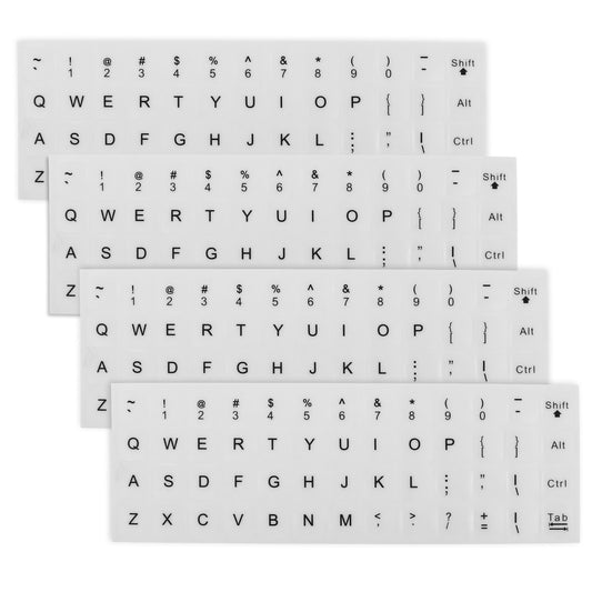 Keyboard Letter Stickers, 4 Pcs Universal Laptop Keyboard Stickers English Keyboard Letter Replacement Stickers Transparent Background and Black Lettering Stickers for Computer Laptop Desktop