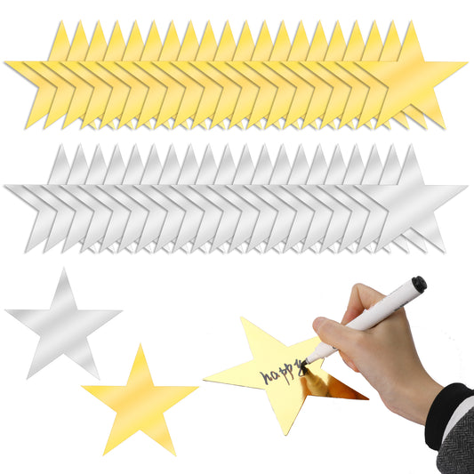 40 Pieces Large Silver Gold Card Stars 6 Inch Silver Gold Star Cutouts Double Printed Star Paper Glitter Star Cutouts Paper Star Confetti Cutouts for Wedding Party Christmas Classroom Supplies