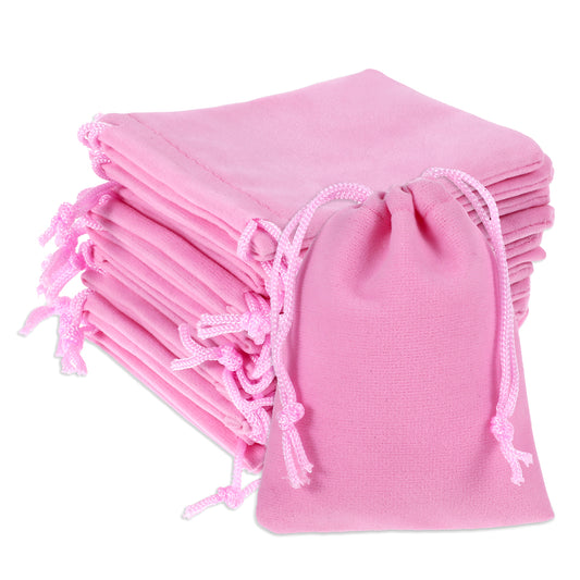 Small Velvet Gift Bags with Drawstring, 20PCS 2.75''x3.54'' Premium Velvet Bags, Pink Velvet Gift Bags, Jewelry Bags Pouches Candy Bags, Small Bags for Jewelry Bracelets, Wedding Favors, Party Favors