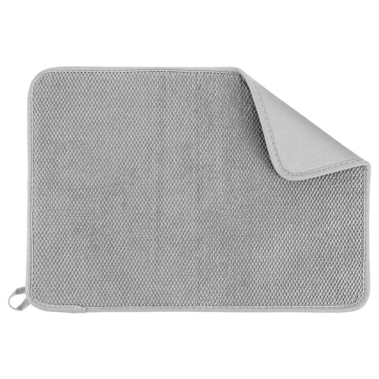 Dish Drying Mat for Kitchen Counter, Microfiber Dish Drying Mat, Super Absorbent Kitchen Dish Drying Pad, Coffee Bar Mat with Rubber Backed for Countertop Dishes Utensils, 16 x 12 Inch, Gray