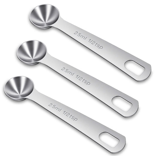 2 Pcs 1/2 TSP (1/6 tbsp, 2.5 ml) Measuring Spoons, Teaspoons Measuring Spoon Stainless Steel Tablespoon Metal Measure Scoop for Kitchen Cooking