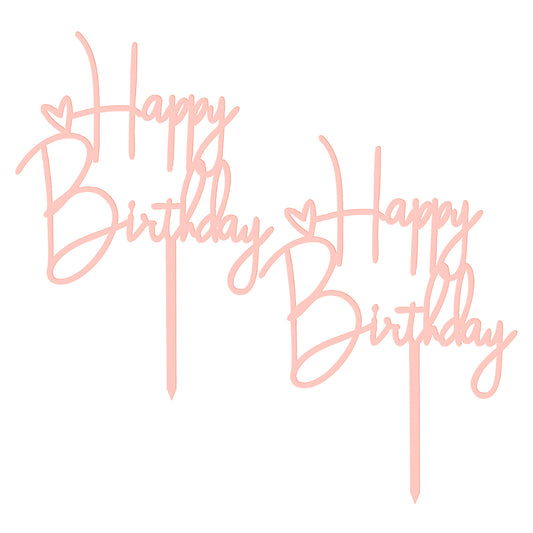2pcs Happy Birthday Cake Toppers Rose gold Happy Birthday Cake Decorations Birthdays Decorations Birthdays Cakes Supplies for Celebrating Anniversary Party