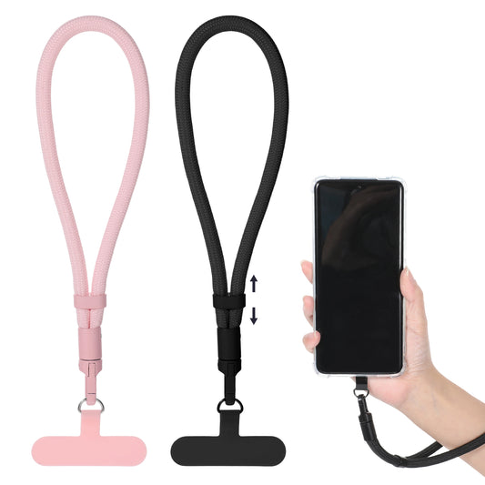 Gtziqa 2 Pack Phone Wrist Strap, Adjustable Anti-Theft Phone Strap Lanyard with Tether Tab, Universal Comfortable Cellphone Lanyard for Smartphones, Keys, Purse, Camera (Pink, Black)
