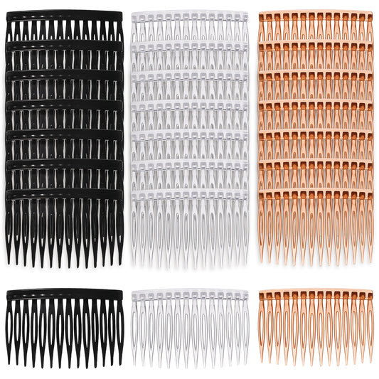 24 Pcs Plastic Hair Side Combs Slide Bun Holder 14 Teeth Decorative Hair Combs French Vintage Style Hair Styling Comb Barrettes Accessories DIY Headpieces Clips for Women Girls Wedding Brides Veil