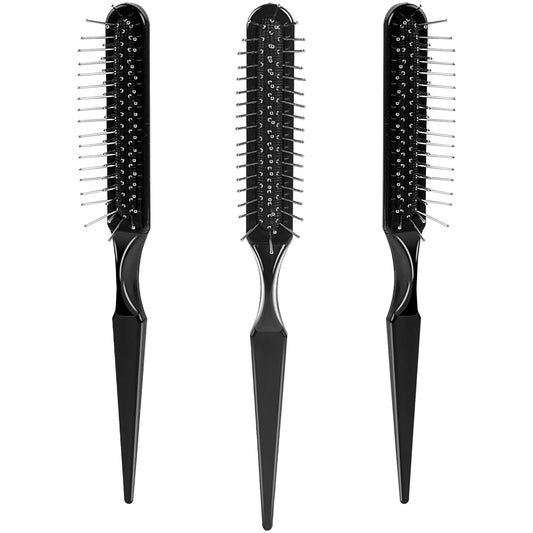 3 Pieces Wig Brush for Synthetic Wigs,3 Row Wig Wire Brush Black Styler Brush Travel Size Metal Combs for Synthetic Wigs Detangling,Barber,Beginner