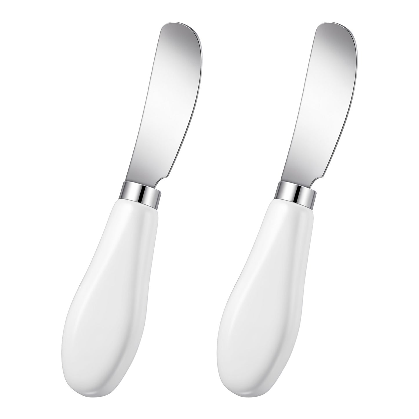 2 Pack Butter Spreader Knife Stainless Steel Small Butter Knife Multipurpose Cheese Spreader with White Porcelain Handle for Kitchen Restaurant Party Kitchen Gadgets Cream Cheese Jam Pastry