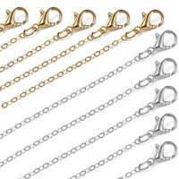 10 Pcs Necklace Chain, Jewellery Making Chains Stainless Steel Chain Gold and Silver Plated Cable Link Chains for Pendants DIY Jewelry Making Supplies with Lobster Clasps
