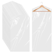 Pack of 12 Transparent Garment Bags, 60 x 150 cm, Clothing, Dustproof, Plastic, Hanging Garment Bags, Clothes Protector, Dry Cleaner Bags for Suits, Jackets, Shirts