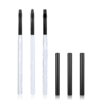 3 Pcs Nail Clean Up Brushes for Nail Polish Remover Gel Nail Cleaning Brushes Professional Flat Head, Round Head, Oblique Head Cuticle Brush for Cleaning Polish Mistake