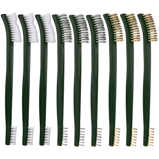 9 Pcs Wire Brush Sets Rust Scratch Brushes Mini Paint Metal Cleaner Scratch Wire Bristles Brush Steel Brush Nylon Brush Brass Brush Scrubber Set for Cleaning Welding Slag Paint Rust and Dirt