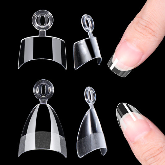 Short Almond Nail Tips 240PCS Small Tapered Square Nail Tips 240Pcs Oval Half Cover Clear False Tips Gel Set with Handles for Press on Nails Extension with Box 12 Sizes