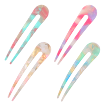 U Shaped French Pins Classic Vintage Updo Tortoise Clips Forks Chignon Pin Accessories, 4.5 Inch Acetate Hairstyle Hair Pins Accessories 4 Pack for Women Girls Long Hair Buns