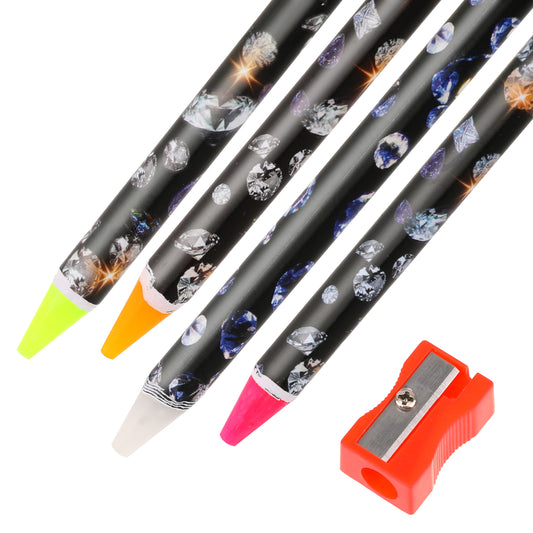 4 Pack Rhinestone Picker Tool Adhesive Resin Picker Pencil Nail Point Drill Pen Dotting Wax Pencils Gem Pick up Tools for Nail Art DIY with Pencil Sharpener