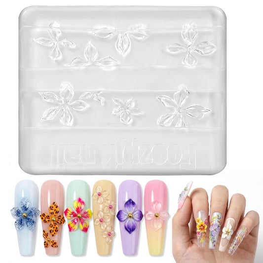 3D Nail Molds for Nail Art, Silicone 3D Flower Charm Nail Molds, Gel Nail Carving Templates, Spring Summer Floral Manicure Tools for DIY Manicure Decorations Accessories