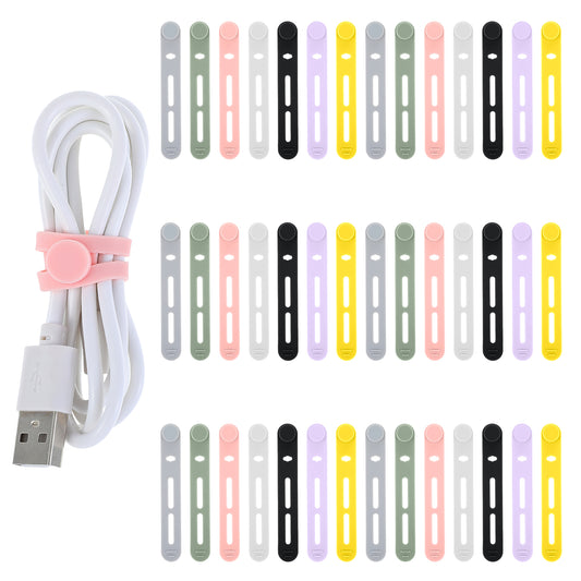 Cable Ties Reusable Silicone Cable Straps, 42Pcs Adjustable Silicone Cable Straps Wire Organizer, Cable Straps Cord Ties, Cable Wire Ties Cable Cord Organizers for Bundling Appliances Charging Cords
