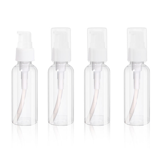 EupHHonycs 4 Pack Transparent Travel Pump Bottles 1.7oz Empty Plastic Pump Bottles Dispenser Portable Refillable Container Mini Travel Foamer Bottle for Cleaning Cosmetics Packaging Shampoo Lotion