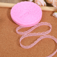 30 Yards Pink Lace Ribbon Roll 0.6 Inch Wide Sewing Lace Ribbon Flower Fabric Sewing Crafts Trim for Wedding Decoration, Bouquet, and Gift Packaging
