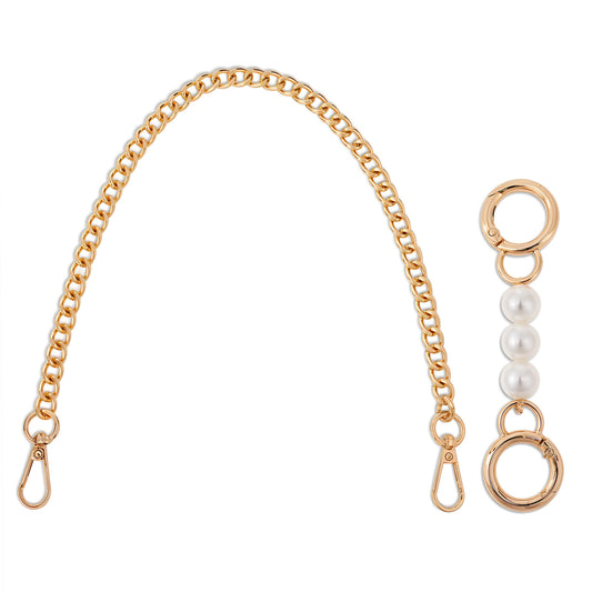 2 Pcs Chunky Purse Chain Handles 17.3 Inchse Purse Chain Strap 4 Inches Short Pearl Strap Replacement with Metal Buckles Gold Hardware Handbag Chains Iron Lantern Chain Strap for Handbag Crossbody