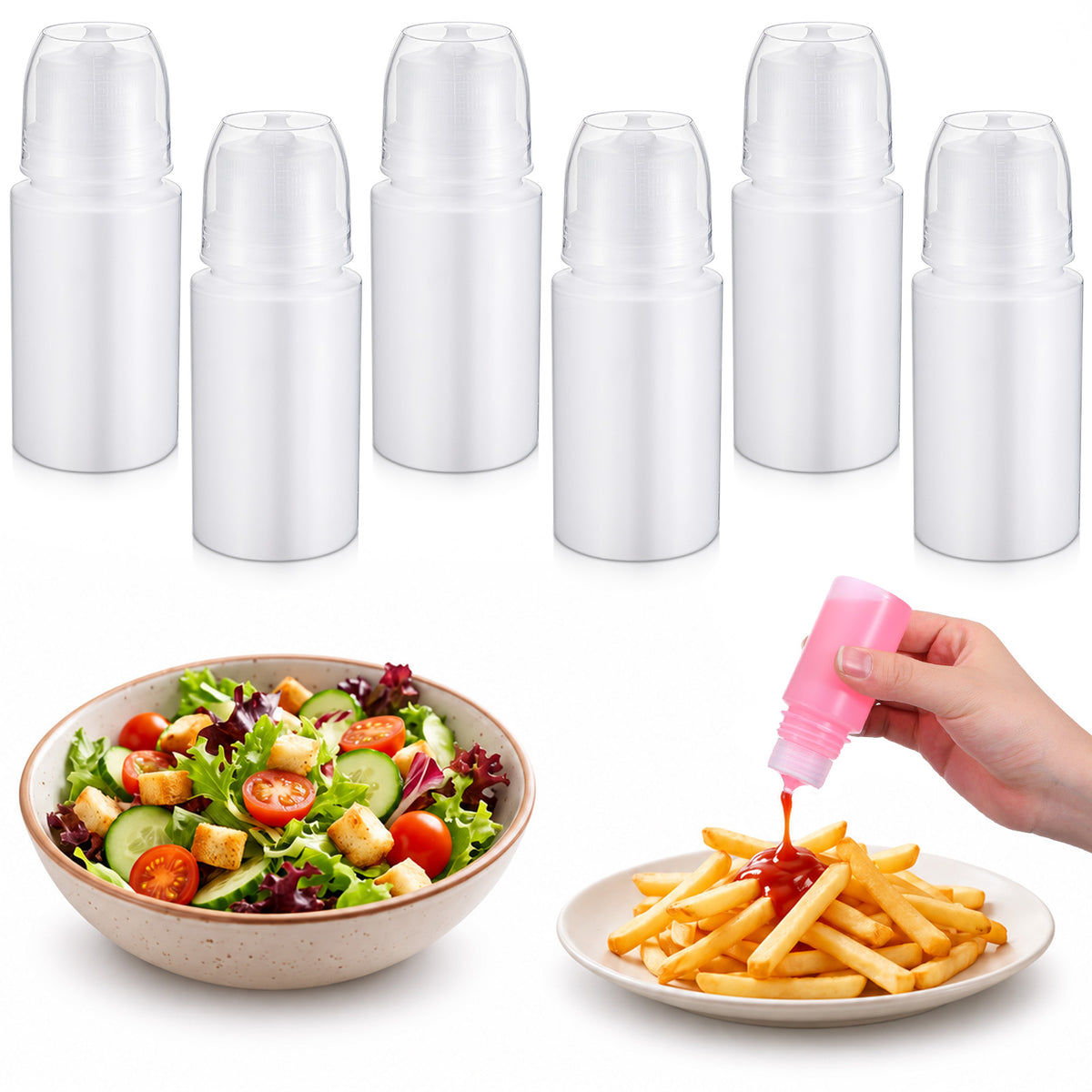 FdcLixuvol 6 Pack 2 oz Ketchup Squeeze Bottles, Mini Condiment Bottles
