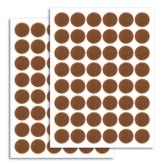 96 Pcs Brown Felt Cabinet Door Pads, 1/2 Inches Diameter Felt Dots Round Self Adhesive Felt Bumpers for Furniture Kitchen Cabinet Doors Floor Drawers Cupboards