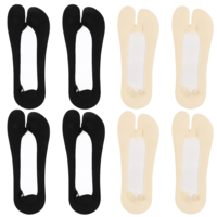 Qulkws 4 Pairs Tabi Socks for Women Ice Silk No Show Socks Flip Flop Sock Non-Slip Liner Sock Split Toe Low Cut for Loafers Sandals