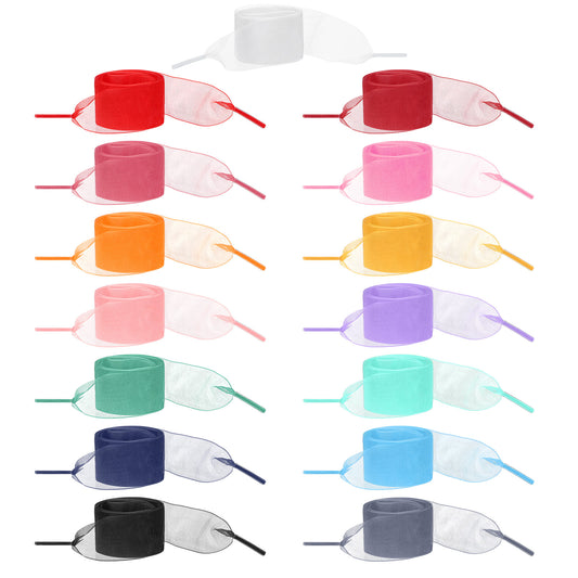 Ribbon Shoe Laces Women, 15 Pairs Soft Silk Shoe Strings for Sneakers Mixed Color Yarn Flat Shoelaces for Canvas Boots Sport Shoes (15 Colors)