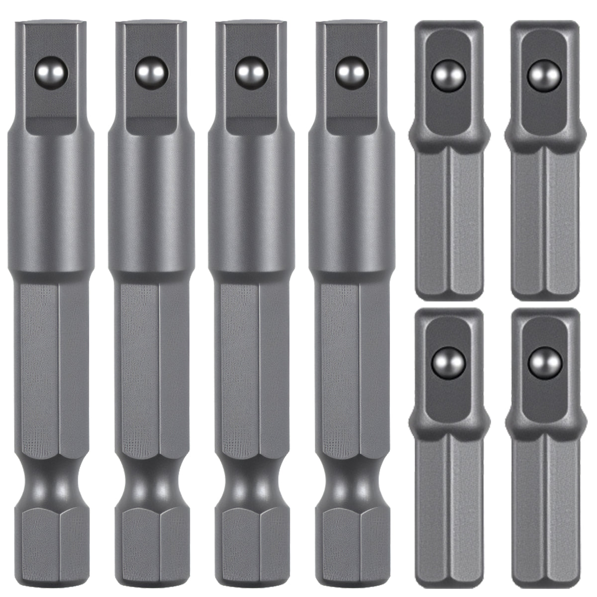 8 PCS 1/4 Hex to 1/4 Square Socket Adapter, Drill Socket Adapter
