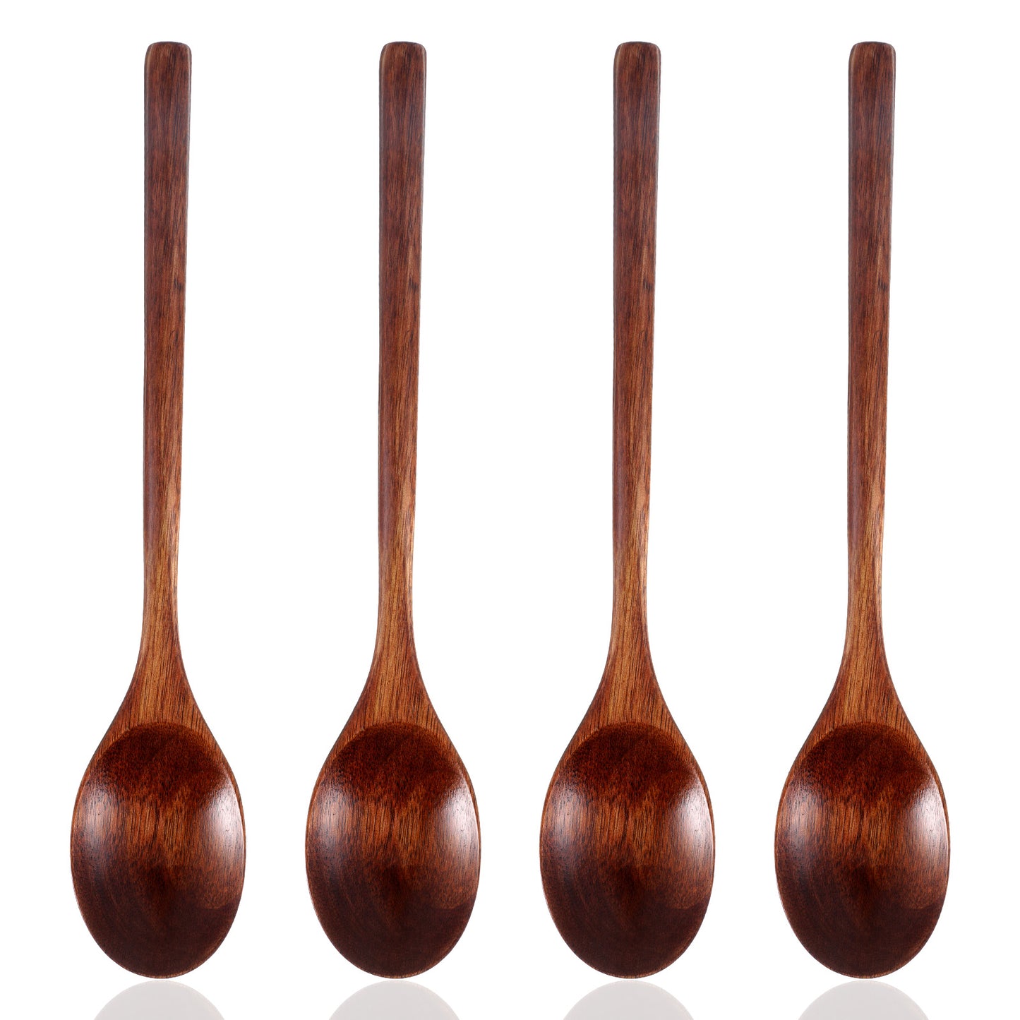 9 Inch Wooden Spoons for Eating, 4 Pcs Wooden Honey Spoon Long Spoons for Stirring Wood Ladle for Soup Table Spoon Soda Jam for Serving Coffee Tea