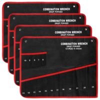 17 Pocket Wrench Roll Up Pouch, 4 PCS Wrench Organizer Roll Up Heavy Duty Canvas Tool Organizer Portable Waterproof Wrenches Storage Tool Rolls Bag for SAE and Metric Wrenches 6-24mm Only Bags