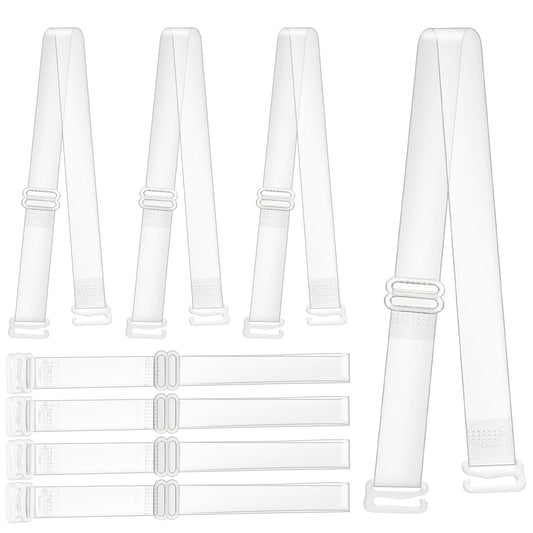 Clear Bra Straps, 4 Pairs Invisible Bra Straps Non-slip Transparent Bra Straps 15 Mm Thin TPU Straps Dance Bra Clear Straps Adjustable Clear Shoulder Straps Replacement for Women Girls Strapless Bras