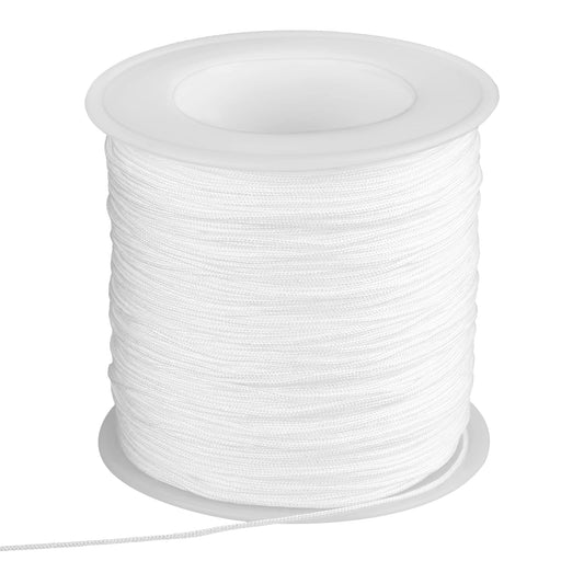 Nylon Cord White Bracelet String 0.8 Mm 110 Yard White Nylon String Wind Chime String Thread Macrame Twine Braided String Trim Cord for Necklaces, Jewelry Making, Beading, Macrame Craft, Blinds