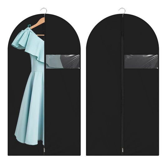 Pack of 2 Clothes Hanger Covers, Suit Protective Cover, Dustproof Garment Bags, Suit Bag for Storage and Travel, Clothes Covers with Zip (Black, 60 x 100 cm)
