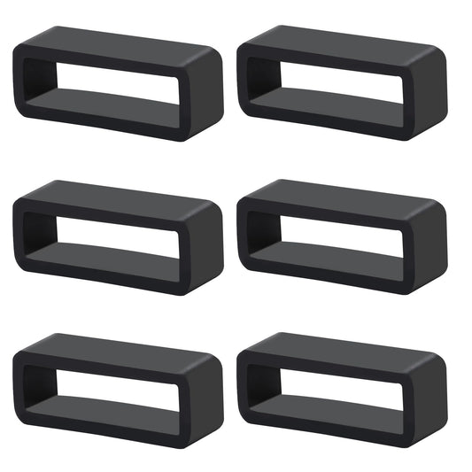 Mozeat Lens 6 Pcs Watch Band Loops, 16mm Silicone Watch Strap Holder Loop Watch Strap Retainer Black Rubber Watch Strap Keeper Replacement Watch Band Fastener Rings for Smart Sport Watches Parts